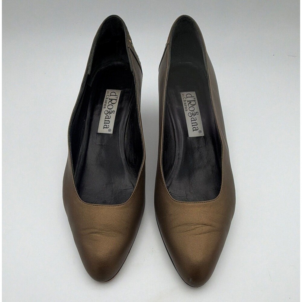 diRosana by Charatta Women’s Brown Leather Studded Pointed Toe Pumps 7 N